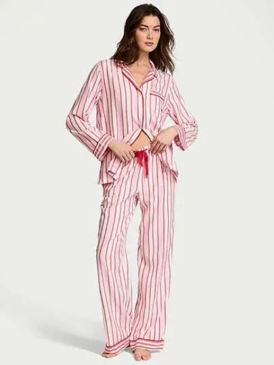 Victoria's Secret Other - Victoria's Secret VICTORIA Pink CANDY CANE Holiday FLANNEL PAJAMAS Medium Short